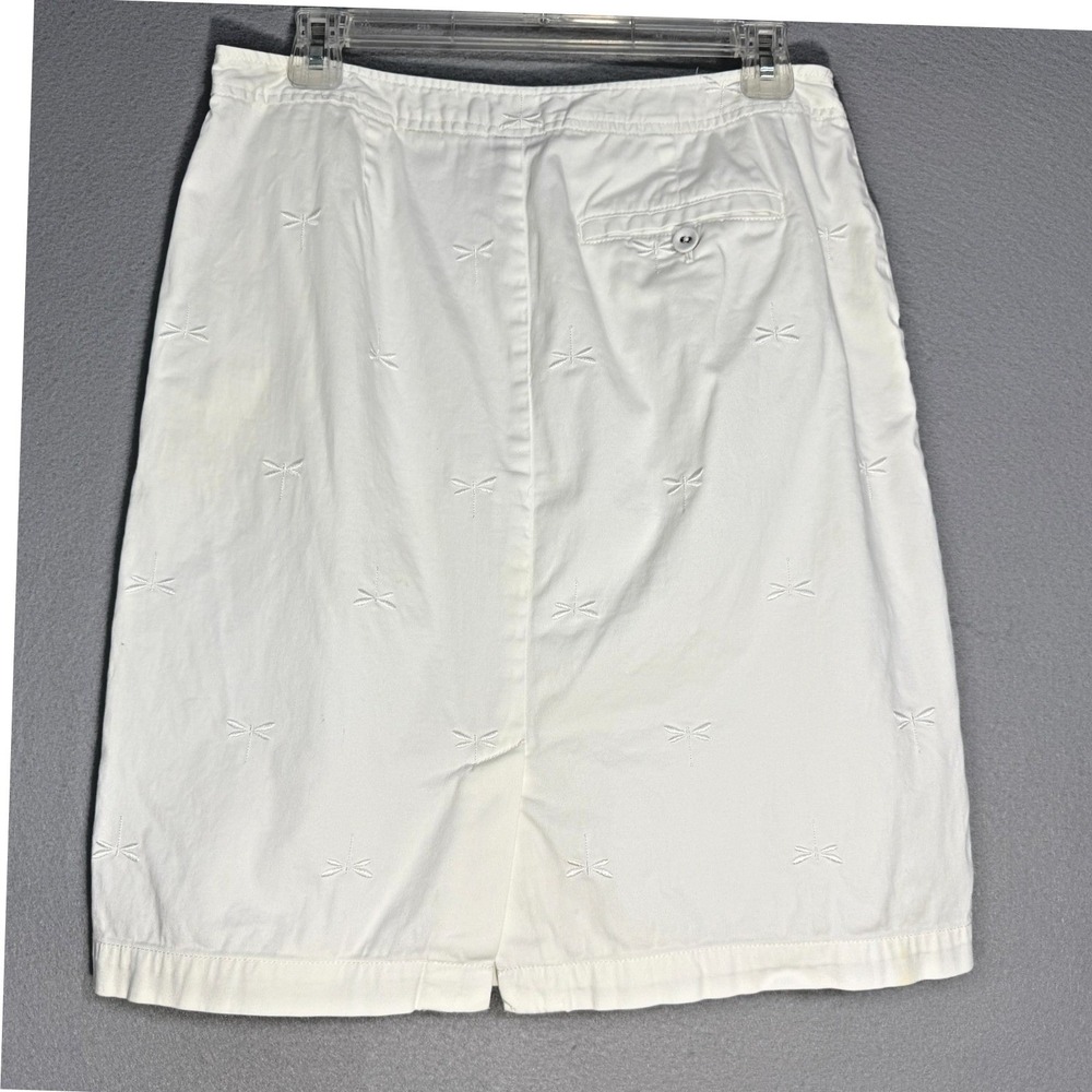 Talbots Dragonfly Embroidered Chino Skirt Womens Size 8 White Cotton Preppy Y2K - Picture 2 of 7